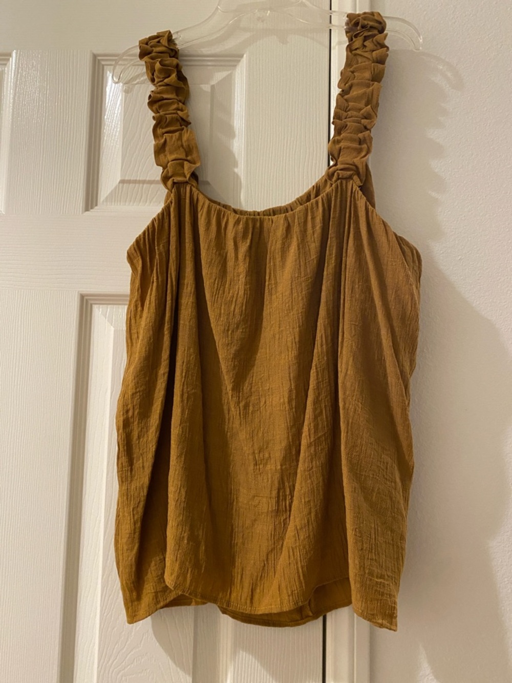 Bobeau Mustard Ruffle-Strap Button Front Tank - Picture 2 of 4